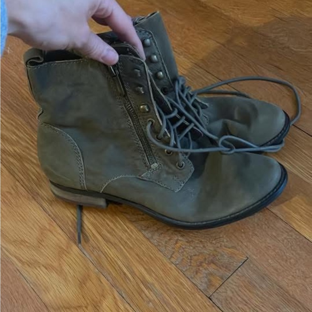 Sam Edelman Gray Lace Up Boots